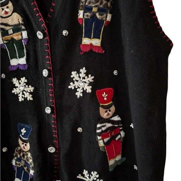 "Vintage Victoria Jones Christmas Nutcracker Sweater Vest" - Picture 6 of 8